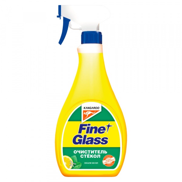 320121-KANGAROO-Fine glass - очиститель стекол ароматизированный (500ml), лимон-мята (б/салф.)-1