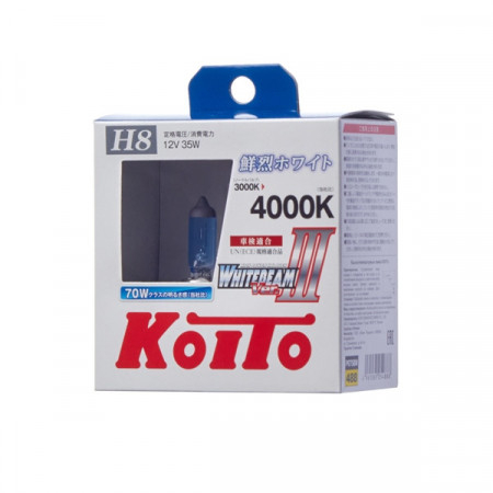 P0758W-Koito-Лампа высокотемпературная Koito Whitebeam H8 12V 35W (70W) 4000K (комплект 2 шт.)-2