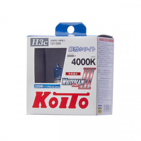 P0753W-Koito-Лампа высокотемпературная Koito Whitebeam H3c 12V 55W (100W) 4000K (комплект 2 шт.)-2