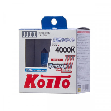 P0750W-Koito-Лампа высокотемпературная Koito Whitebeam H11 12V 55W (100W) 4000K (комплект 2 шт.)-5