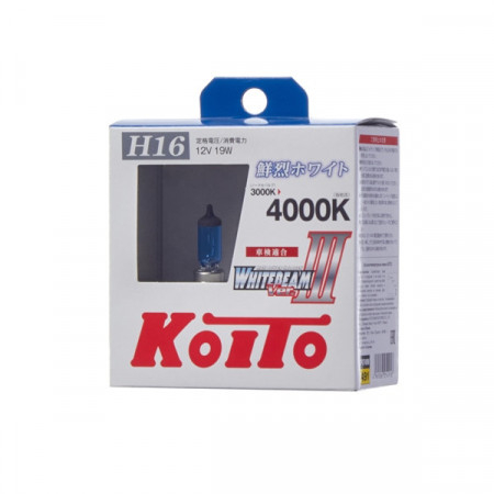 P0749W-Koito-Лампа высокотемпературная Koito Whitebeam H16 12V 19W 4000K (комплект 2 шт.)-2