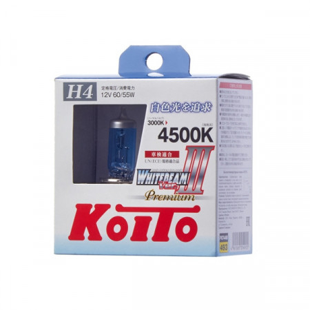P0744W-Koito-Лампа высокотемпературная Koito Whitebeam Premium H4 12V 60/55W (135/125W) 4500K (комплект 2 шт.)-6